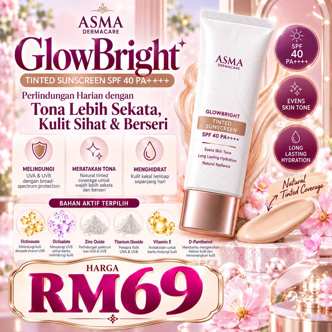 Glowbright Tinted Sunscreen info